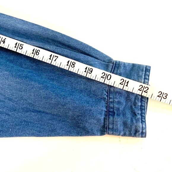 Vintage 90s Just Class Denim & Crochet Long Sleeve Button Up Shirt Women’s Sz M - Picture 5 of 7
